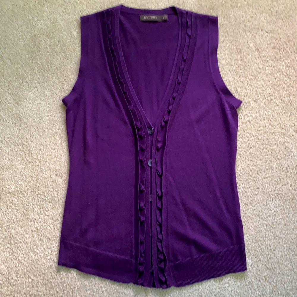 The Limited ruffled button down V sweater vest